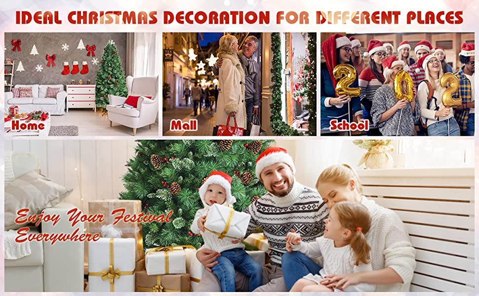 7FT Unlit PVC Artificial Christmas Tree Hinged Pine Tree with Metal Stand