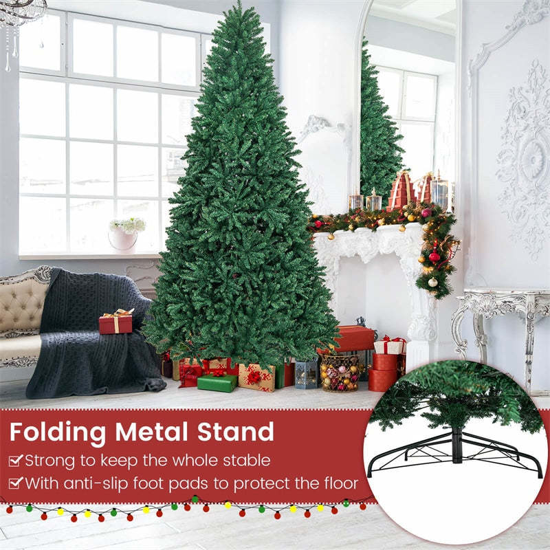 9Ft Hinged Douglas Artificial Christmas Tree 3594 Branch Tips with Foldable Solid Metal Stand