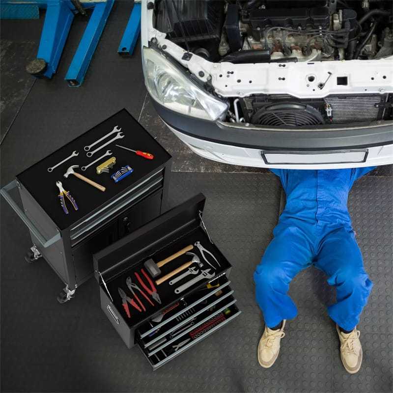 6-Drawer Rolling Tool Chest, Extra Large Tool Storage Cabinet with Lockable Wheels & Auto Lock, 2-in-1 Heavy-Duty Tool Box for Garage, Workshop
