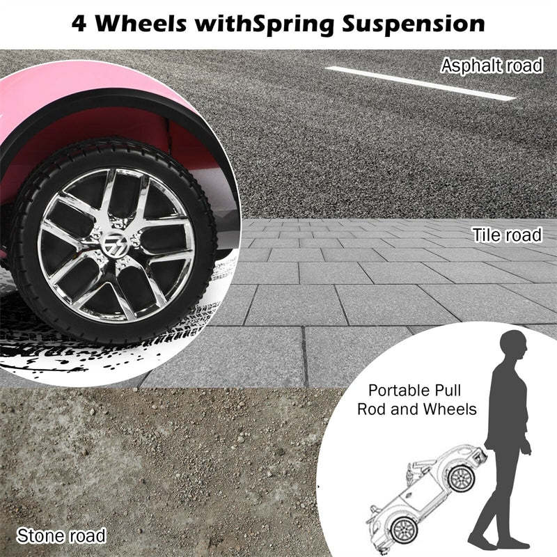 Licensed Volkswagen Beetle 12V Battery Powered Kids Electric Ride On Car w/ Remote