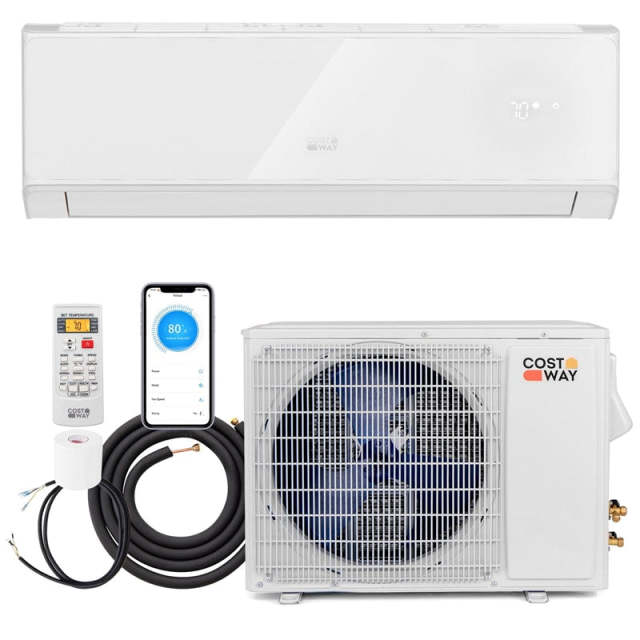 18000BTU Wifi Enabled Mini Split Air Conditioner & Heater, 21 SEER2 208-230V Wall Inverter Split AC Unit ECO Mode w/ Heat Pump, Installation Kit