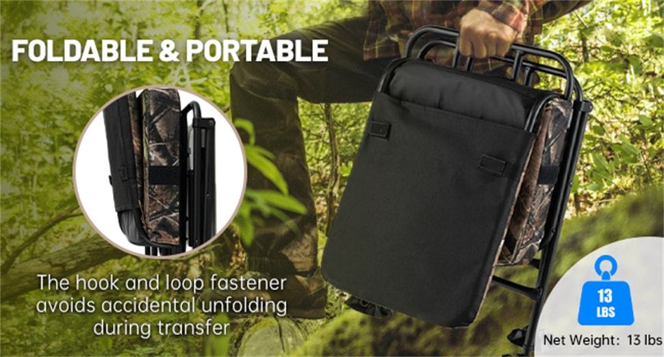 360° Swivel Hunting Chair Folding Ground Blind Chair Hunting Seat with All-Terrain Duck Feet & Padded Cushion