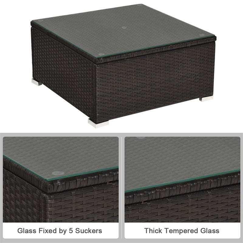 6 Piece Outdoor Rattan Patio Furniture Set Wicker Sectional Sofa Set with Coffee Table