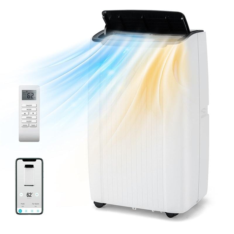 14,000 BTU Portable Air Conditioner with Heat, Smart WiFi Enabled Home AC Unit w/ Fan, Dehumidifier, Sleep Mode, Remote Control, Cools up to 700 Sq.Ft