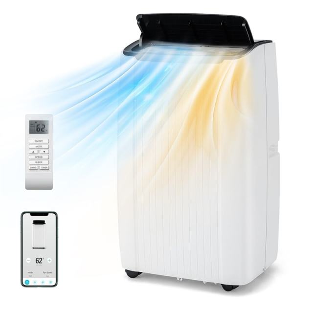 14,000 BTU Portable Air Conditioner with Heat, Smart WiFi Enabled Home AC Unit w/ Fan, Dehumidifier, Sleep Mode, Remote Control, Cools up to 700 Sq.Ft