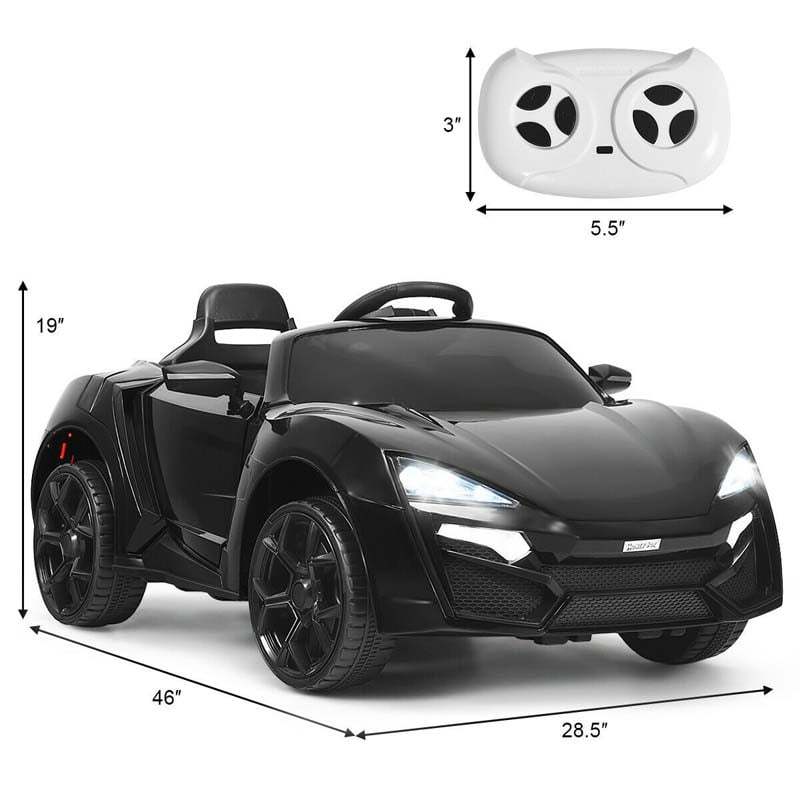 Kids Ride On Sports Car, 12V Battery Powered Electric Vehicle with Remote Control & LED Lights for Boys & Girls