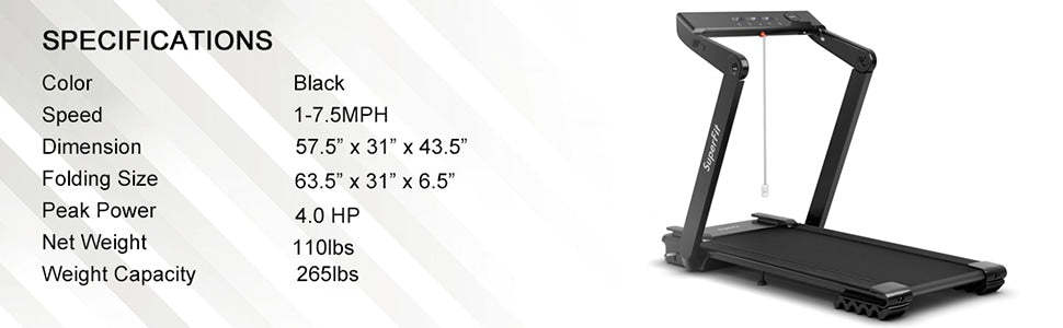 4.0HP Heavy Duty Electric Folding Treadmill Jogging Machine with LED Touch Screen Bluetooth Speaker