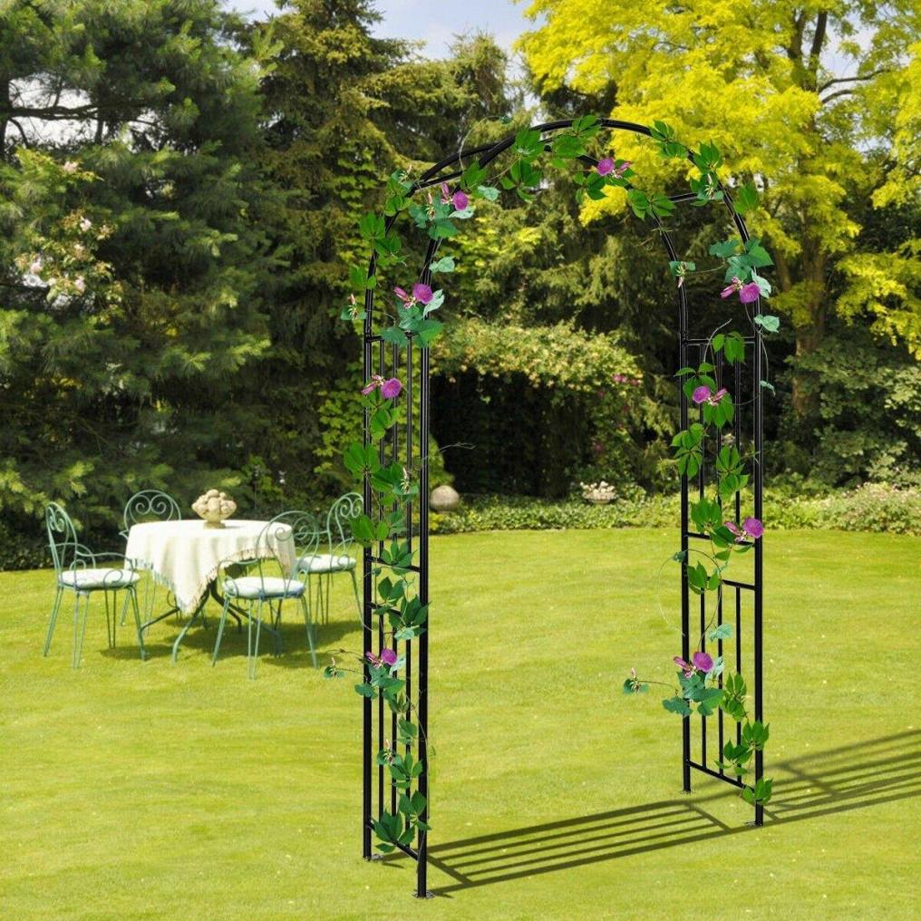 7.2FT Metal Garden Arch Trellis, Heavy Duty Steel Archway with Stakes for Climbing Plants, Wide Garden Arbor for Lawn, Party, Wedding Decoration