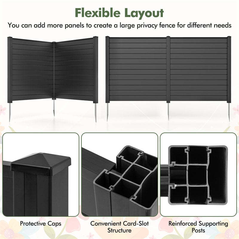 Air Conditioner Fence 4 Panels, 48"W x 48"H Outdoor Vinyl Privacy Screen with Metal Stakes, Trash Can Enclosure Decorative Garden Fence for Patio Lawn
