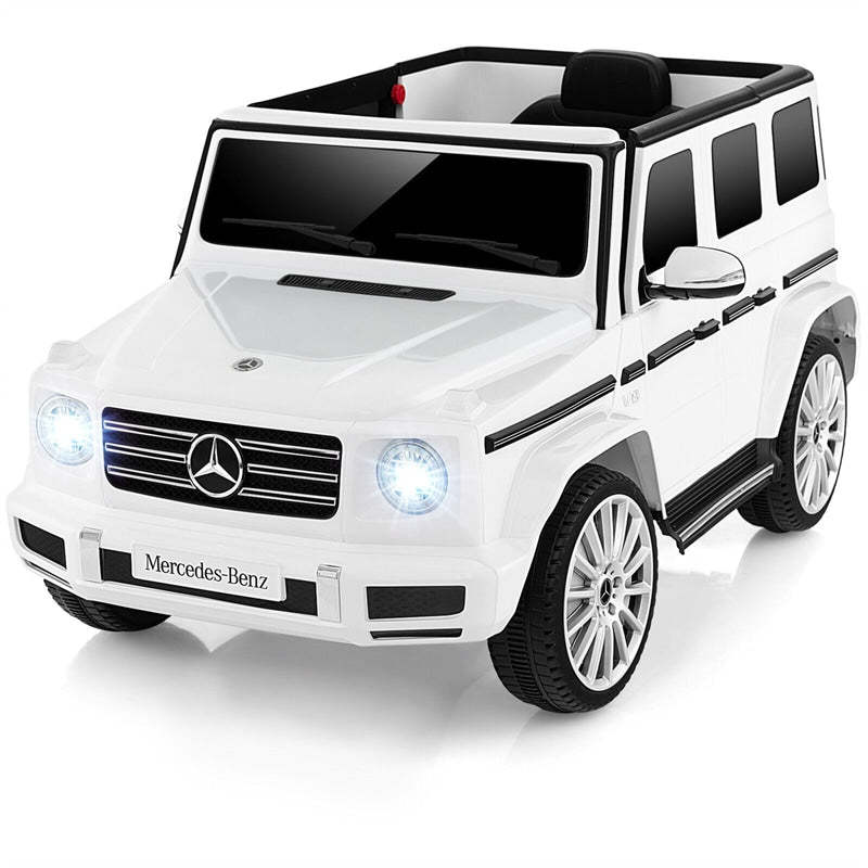 12V Kids Ride-On Car, Licensed Mercedes-Benz G500 Battery Powered Ride-On Truck with Remote Control, Rocking Mode & LED Lights for Child Age 3+