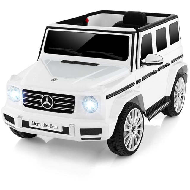 12V Kids Ride-On Car, Licensed Mercedes-Benz G500 Battery Powered Ride-On Truck with Remote Control, Rocking Mode & LED Lights for Child Age 3+