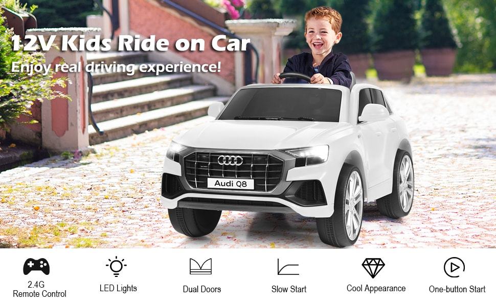 12V Battery Powered Audi Q8 Kids Electric Ride On Car with Remote & 2 Motors