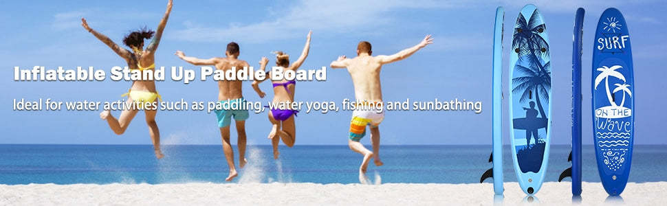 9.8' Inflatable Stand Up Paddle Board with Adjustable Paddle for Adult Youth, 6.5" Thick SUP Board with SUP Accessories, Pump & Carry Bag