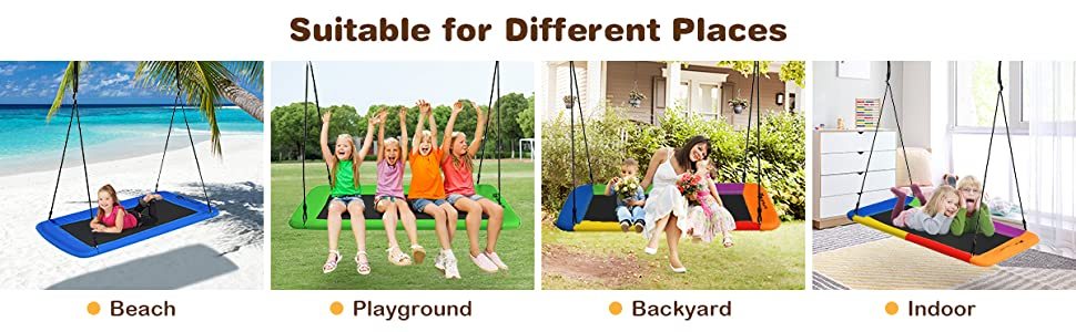 60" Platform Saucer Tree Swing Surf with Hanging Straps for Kids and Adults