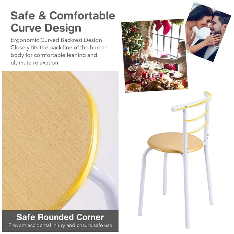 3-Piece Space-Saver Bistro Set Dining Table Chair Set with Shelf Storage