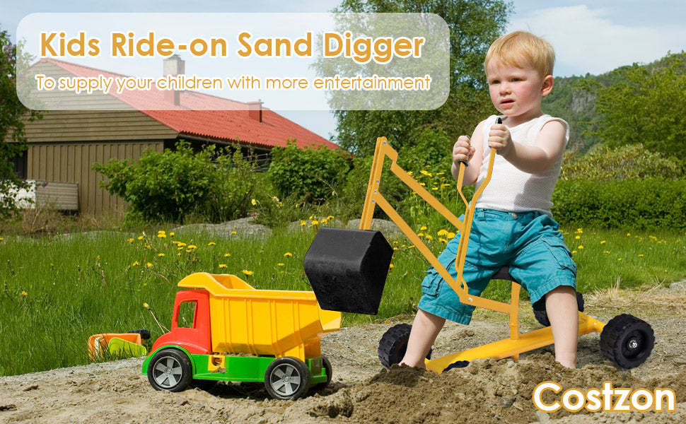 Heavy Duty Kids Ride-on Sand Digger Digging Excavator with Wheels