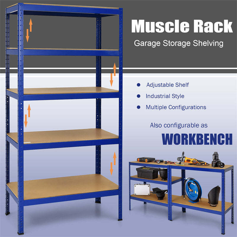 5-Tier Heavy Duty Shelving Unit, 72" Adjustable Steel Storage Shelf Boltless Organizer Rack for Garage Warehouse Home Pantry, 2925LBS Capacity