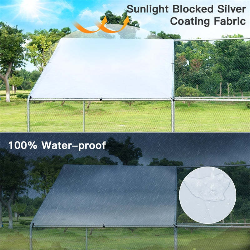 10' x 13‘ Large Metal Chicken Coop, Walk-in Poultry Cage Hen Run House Shade Cage with Waterproof Cover for Outdoor Backyard Farm