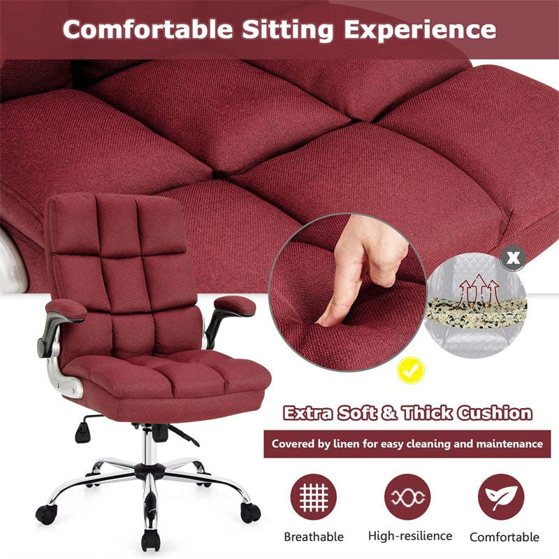 Big & Tall Ergonomic Office Chair, High-Back Executive Computer Desk Chair with Flip-Up Arms, Thick Padding, Adjustable Height, 400 LBS Capacity