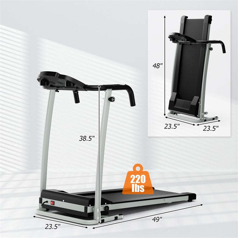 800W Folding Treadmill with 12 Preset Programs, LCD Display, Pulse Sensor & Built-in Wheels, Easy Assembly Motorized Running Machine for Small Spaces