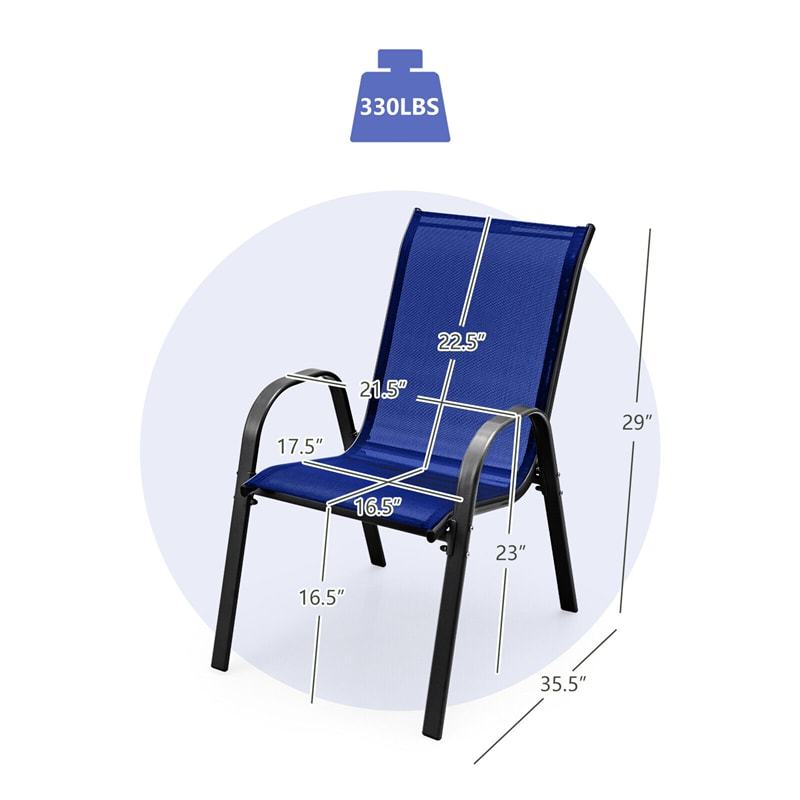 4-Pack Stackable Patio Dining Chairs, Heavy Duty Steel Frame All-Weather Outdoor Chairs with Armrests 330LBS Capacity for Poolside Deck Backyard