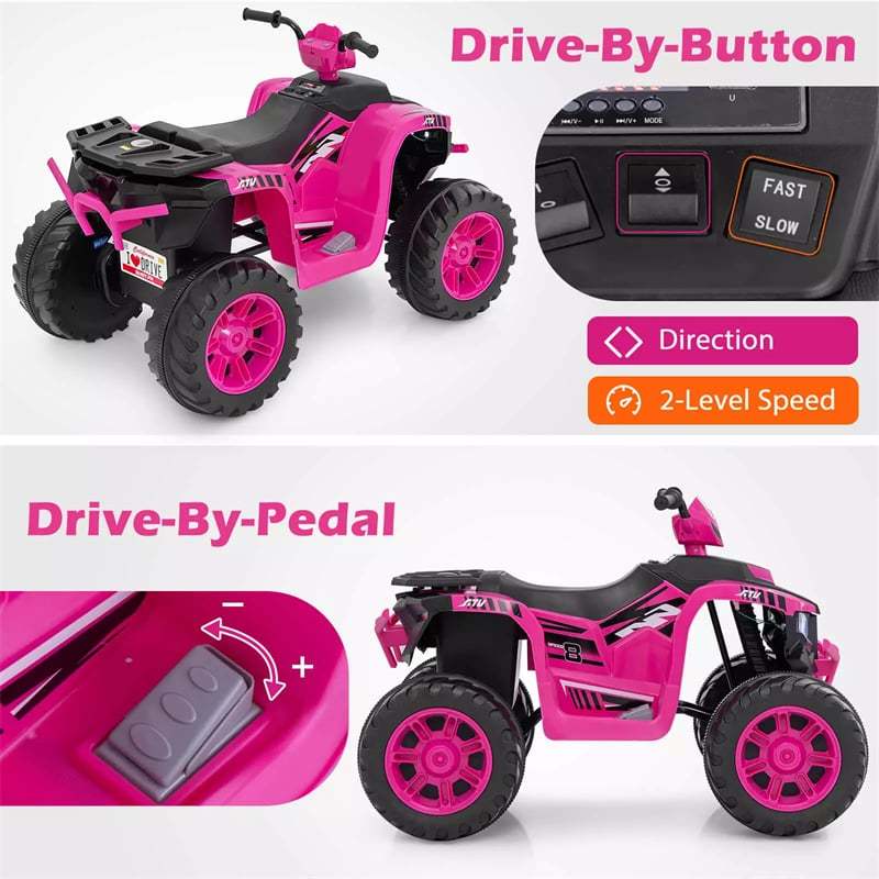 24V Kids Ride On ATV Electric ATV 4-Wheeler with Soft Start, Wireless Connection & LED Lights, Battery Powered Quad Car for 3-8 Boys & Girls
