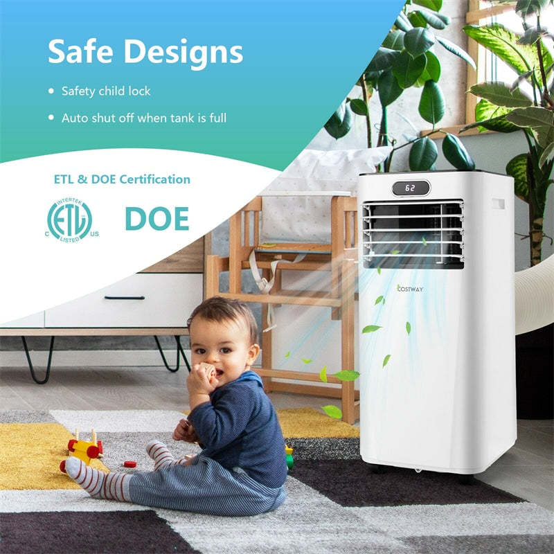 10000 BTU 4-in-1 Portable Air Conditioner with Dehumidifier, Remote, 24H Timer, Window Kit, Cools 350 Sq.Ft for Living Room, Bedroom, Office