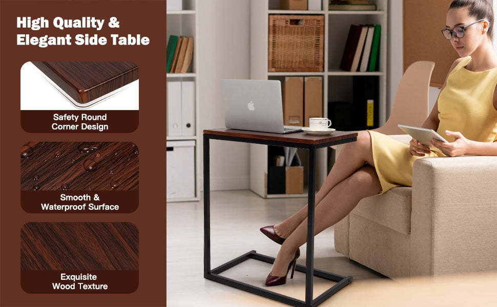 26'' U Shaped Sofa Side Table Laptop Holder for Living Room