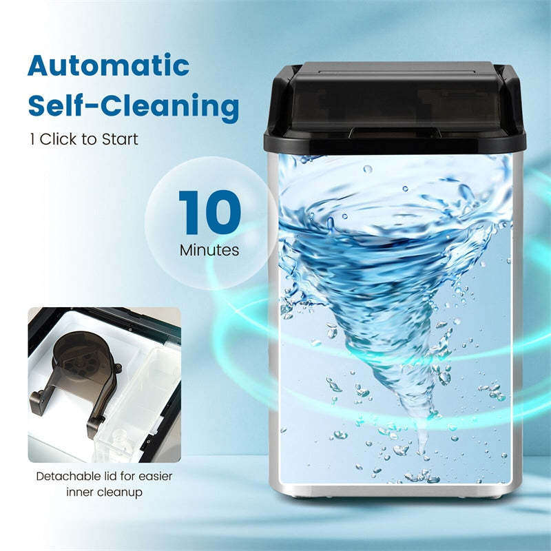 Countertop Nugget Ice Maker 60 Lbs/24H Portable Ice Maker Stainless Steel Pebble Ice Machine with Self-Cleaning & 2 Ways Water Refill