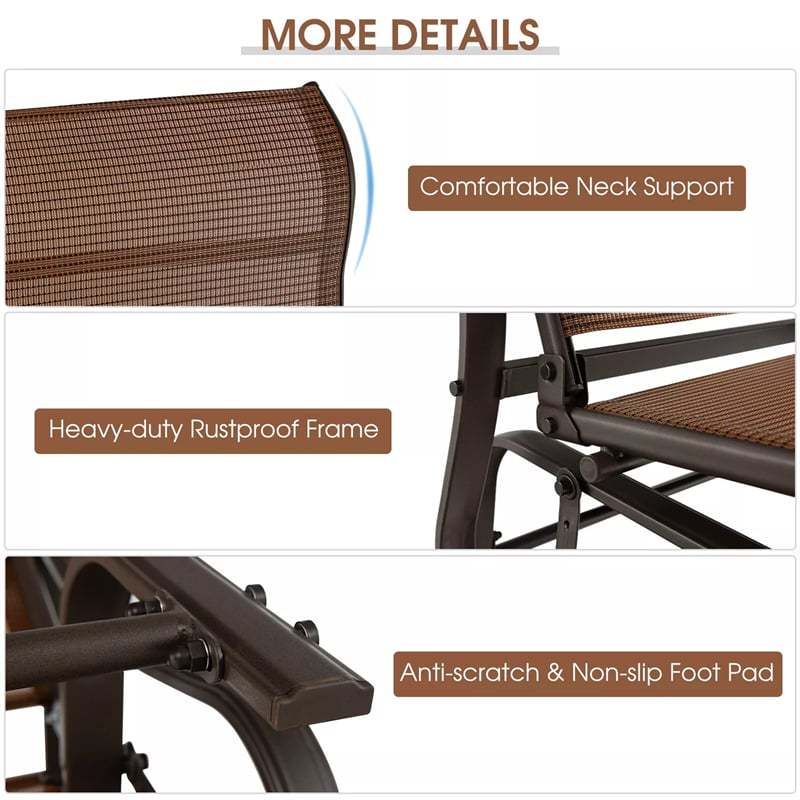 Outdoor Glider Bench 2-Person Patio Swing Glider Chair Steel Frame Rocking Loveseat with Breathable Fabric, 660lbs Weight Capacity