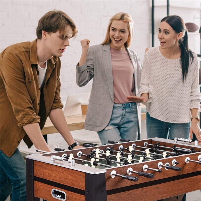 54" Full-Size Foosball Table for Adults, Competition Arcade Soccer Table Game with 2 Balls, Wood Football Table for Game Room Home Party