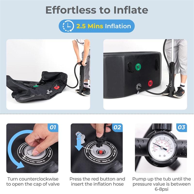 XL 129 Gal Oval Ice Bath Tub with Cover, Pump, Backpack, Portable Inflatable Cold Plunge Tub for Cold & Hot Therapy, Indoor/Outdoor Use