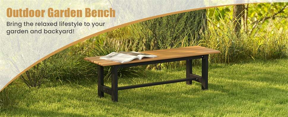 2-Pack Outdoor Garden Bench Backless Patio Park Bench All-weather 47" Dining Bench Chair with HDPE Slatted Seat, Metal Frame, 660 LBS Capacity