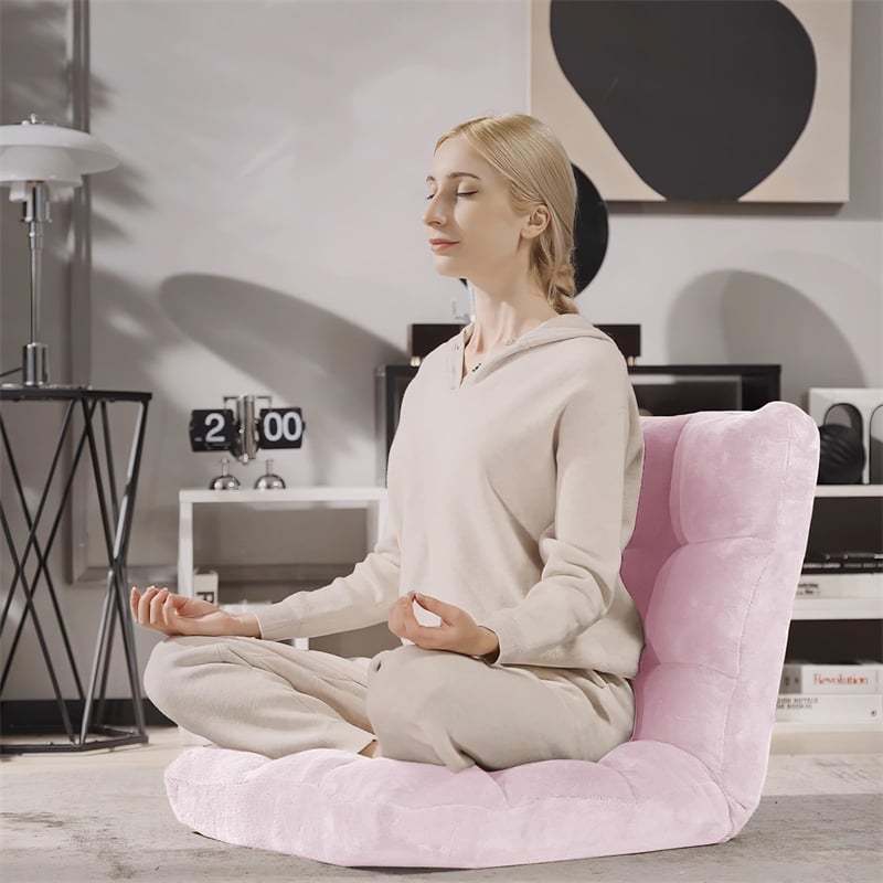 14-Position Adjustable Floor Chair, Folding Sofa Chair with Back Support, Floor Gaming Recliner for Living Room, Meditation, Reading