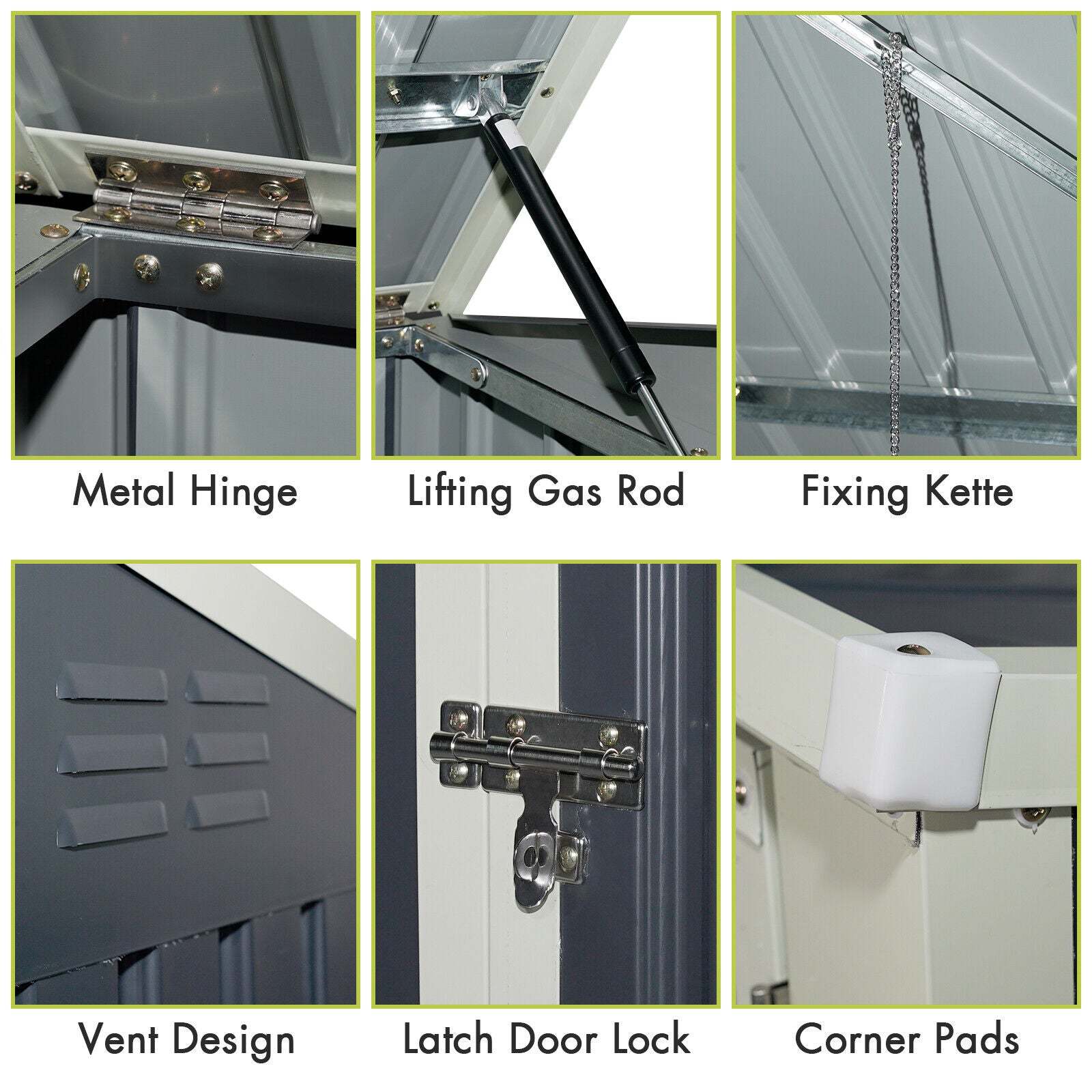 6 x 3FT Outdoor Horizontal Storage Shed Multifunctional Metal Garbage Can Storage Shed for Garden Yard