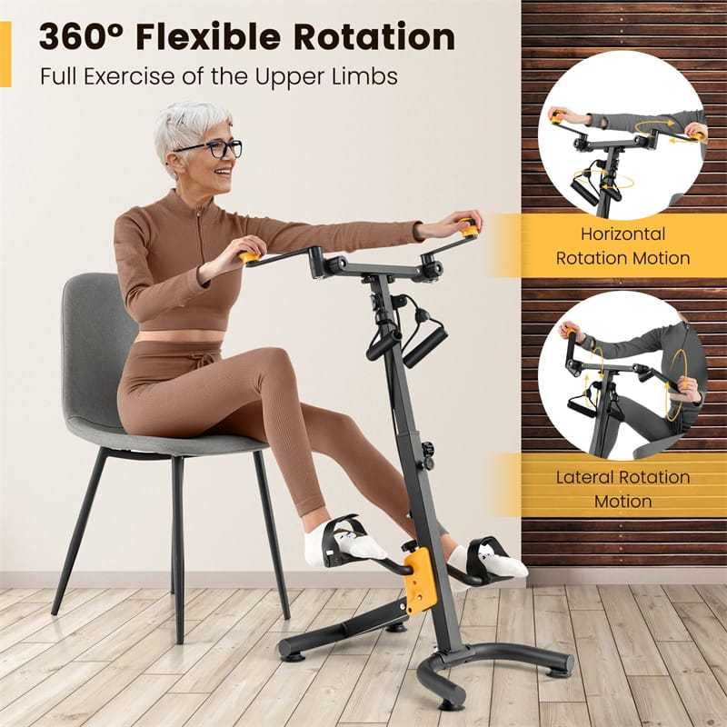 Foldable Pedal Exerciser for Seniors, Rehab Pedal Bike with Adjustable Resistance & Height, Full-Body Home Rehab, Hand/Arm/Leg Therapy for Elderly