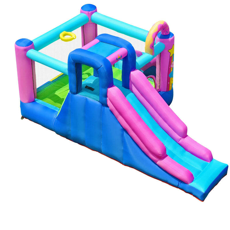5 in 1 Inflatable Bounce House Dual Slides Kids Bouncy Castle without Blower