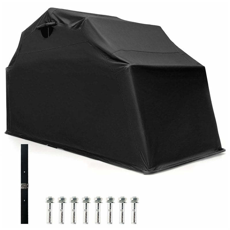Heavy Duty Motorcycle Storage Shed, Waterproof Motorcycle Garage Shelter with 600D Oxford Cover, Roll-Up Mesh Windows for Vehicles, 136" x 54" x 75"