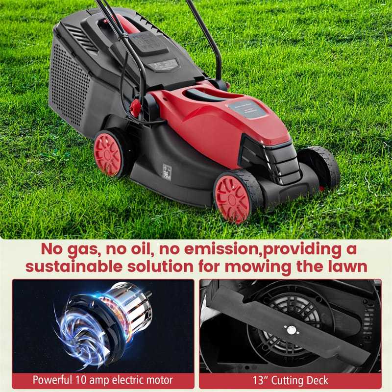 Electric Lawn Mower, 13" Corded Walk-Behind Lawnmower with 10AMP Motor, Grass Collection Box & 3 Adjustable Cutting Heights for Garden Yard Farm