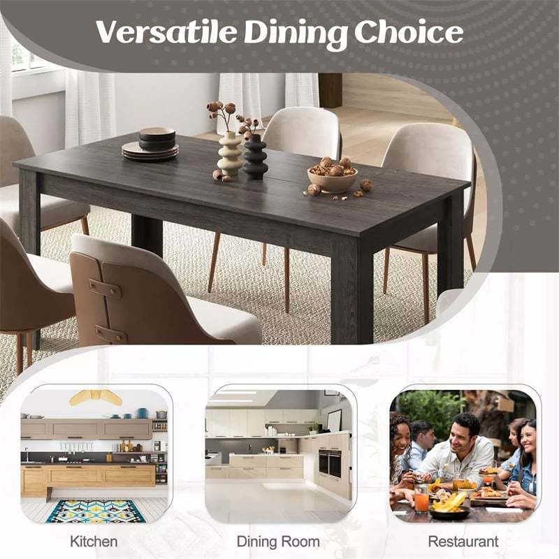 63" Rectangular Dining Table for 4-6 People, Farmhouse Wood Kitchen Table with Heavy Duty Legs, 330LBS Capacity for Living Room, Home Office
