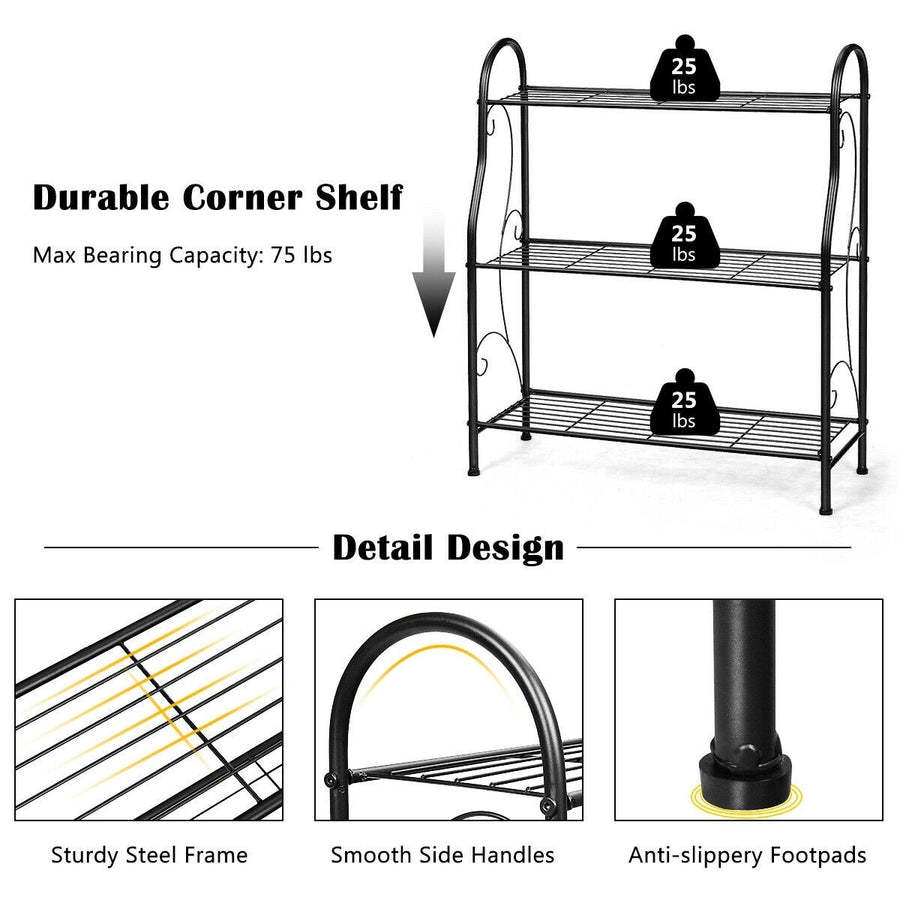 3 Tier Scrollwork Design Metal Garden Plant Stand