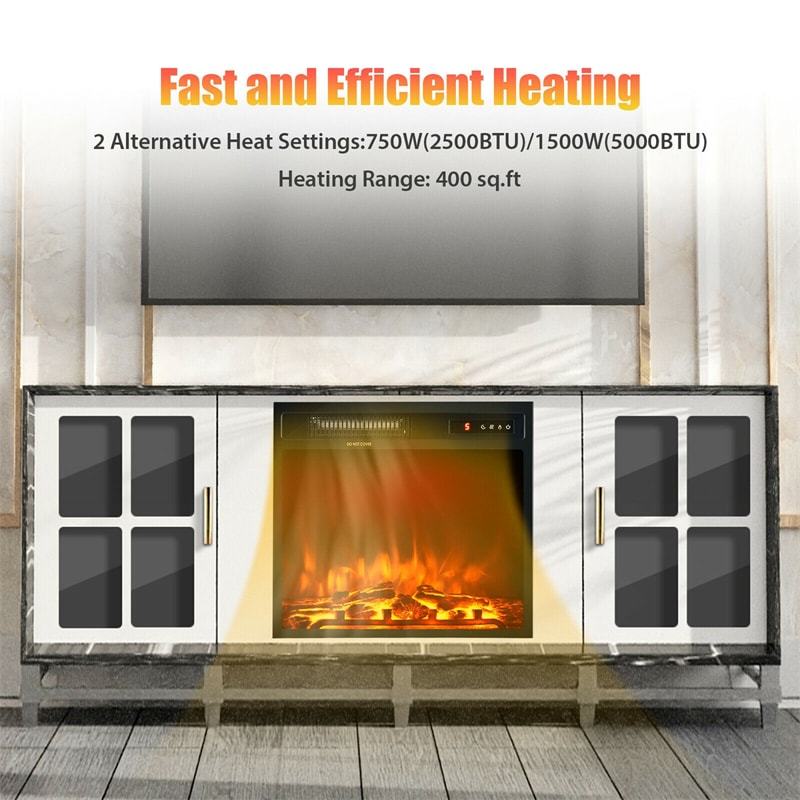18" 1500W Recessed Electric Fireplace Insert Stove Heater with Remote Control