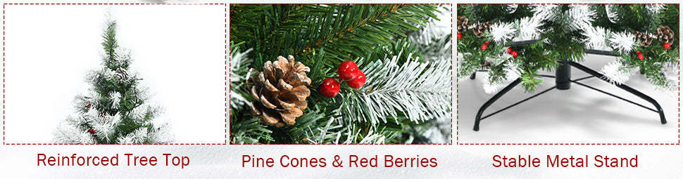 6ft Pre-lit Snow Flocked Artificial Christmas Tree with 250 LED Lights