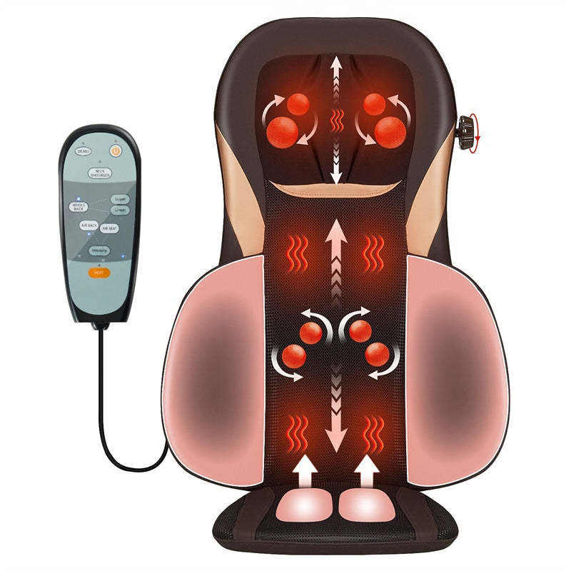 Shiatsu Back Massager Height Adjustment Massage Seat Cushion Massage Chair Pad with Heat, Kneading, Rolling & 8 Flexible Nodes