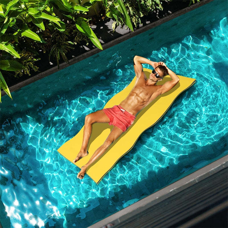 Floating Water Pad, 3-Layer Tear Resistant XPE Foam Water Mat 87" x 36" Foam Pool Float with Rolling Pillow Design for Lake Water Activities