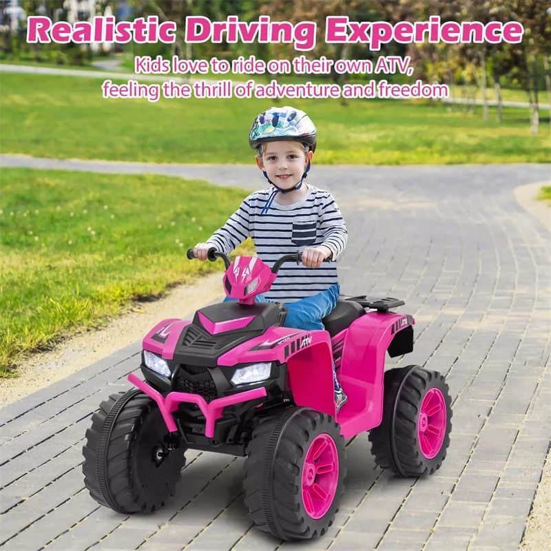 24V Kids Ride On ATV Electric ATV 4-Wheeler with Soft Start, Wireless Connection & LED Lights, Battery Powered Quad Car for 3-8 Boys & Girls