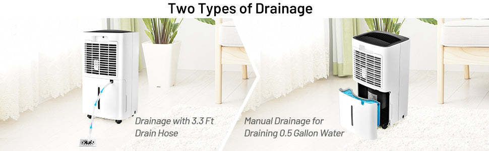 24 Pints Portable Dehumidifier 1500 Sq. Ft Dehumidifier for Home Basements with Auto/Manual Drainage & 4 Wheels