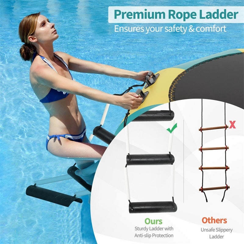 15FT Inflatable Water Trampoline, Recreational Water Bouncer with Electric Pump, Safety Ropes & Rope Ladder for Lake, Pool, Adults & Youth
