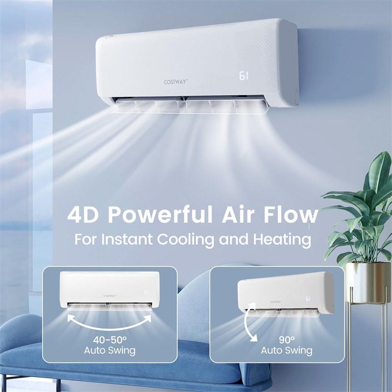 Energy Star 24000 BTU Mini Split Air Conditioner with Heat Pump, Remote, Alexa & Googlehome, 21 SEER2 208-230V Inverter AC Unit for Rooms 1500Sq.Ft