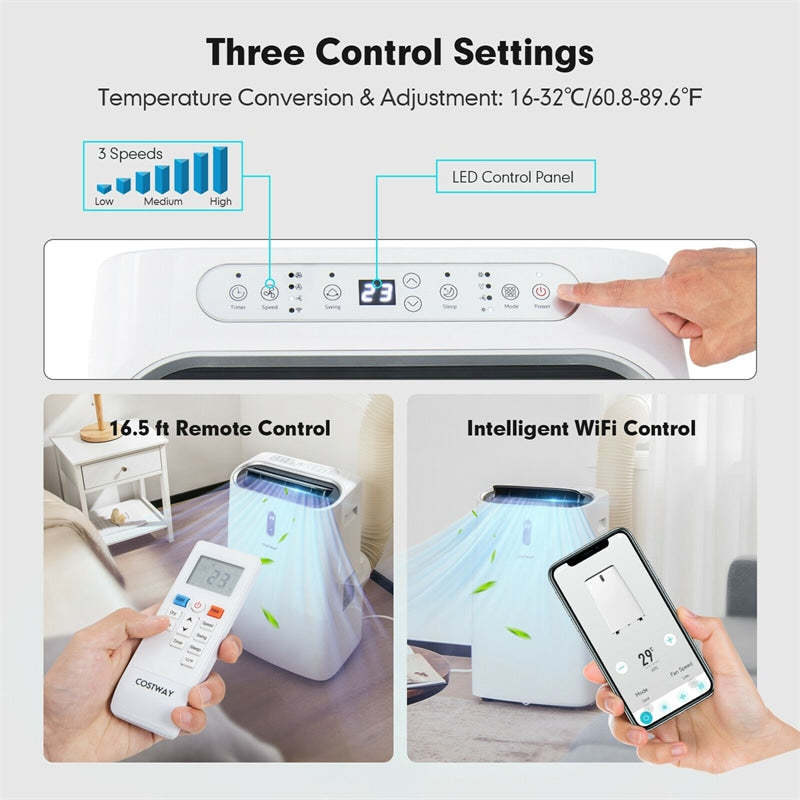 14000 BTU Portable Air Conditioner, 4-in-1 AC Unit with Heat, Cool, Fan & Dehumidifier, WiFi Smart App & Alexa Voice Control for Rooms up to 700 Sq.Ft